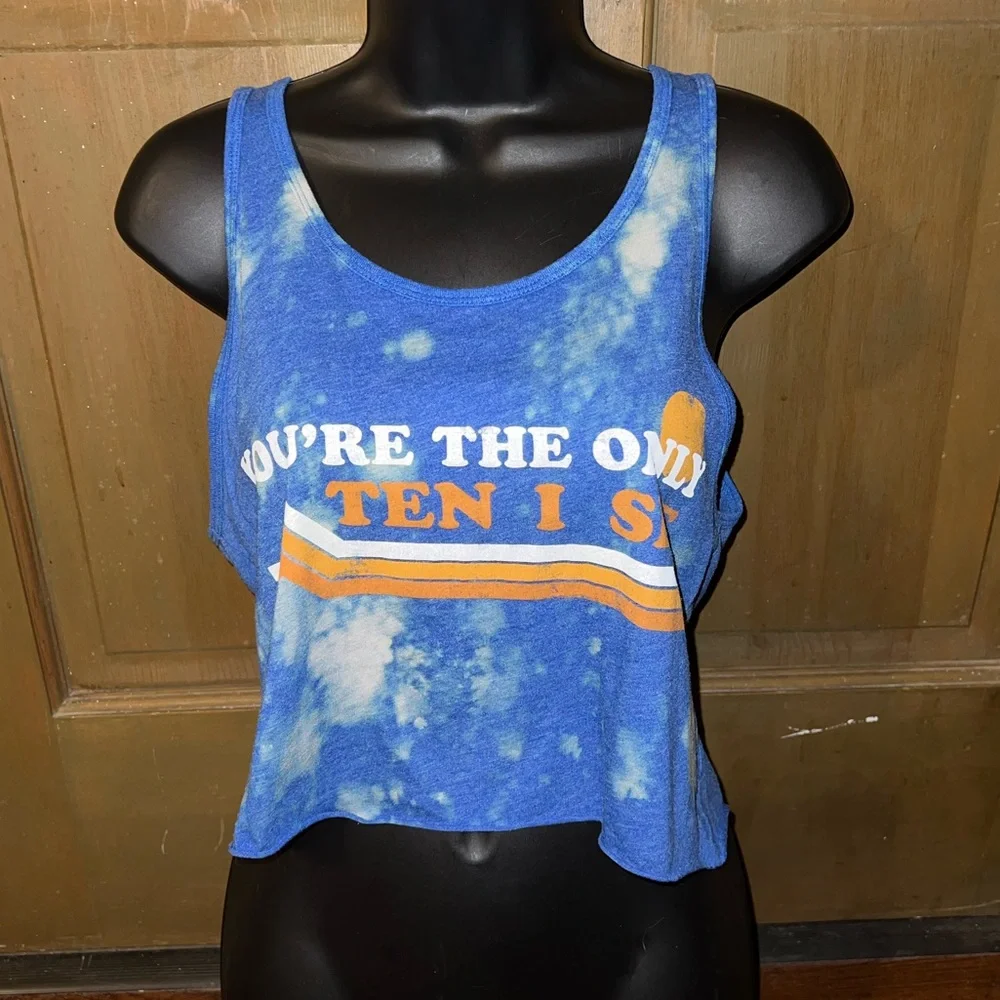 “You’re The Only Ten I See” Tennessee Graphic Blue Tie-Dye Crop Tank Top Size S - Picture 2 of 8